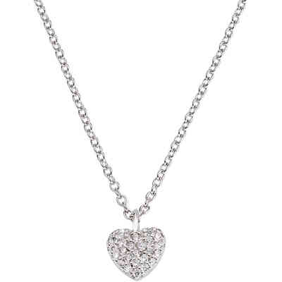 Collana Amen con cuore pendente in argento e pave di zirconi bianchi Collana Amen con cuore pendente in argento e pave di zirconi bianchi