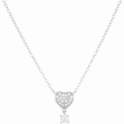 Collana Amen in argento con cuore e punto luce pendente con zirconi Collana Amen in argento con cuore e punto luce pendente con zirconi