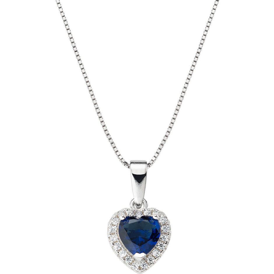 Collana Amen in Argento con pendente a forma di Cuore Blu
