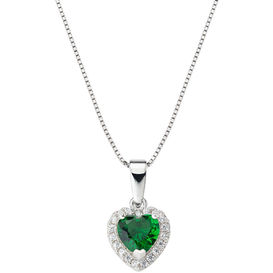 Collana Amen in Argento con pendente a forma di Cuore Verde