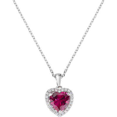 Collana Amen in argento con pendente a forma di Cuore Rosa