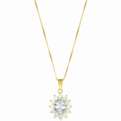 Collana Amen in argento dorato e pendente con zirconi bianchi Collana Amen in argento dorato e pendente con zirconi bianchi