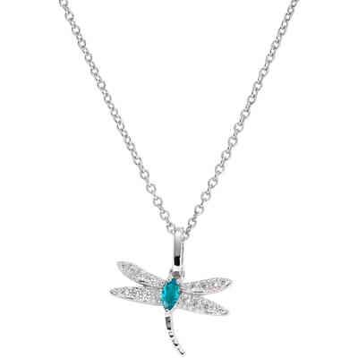 Collana Amen libellula in argento zirconi bianchi e blu Collana Amen libellula in argento zirconi bianchi e blu