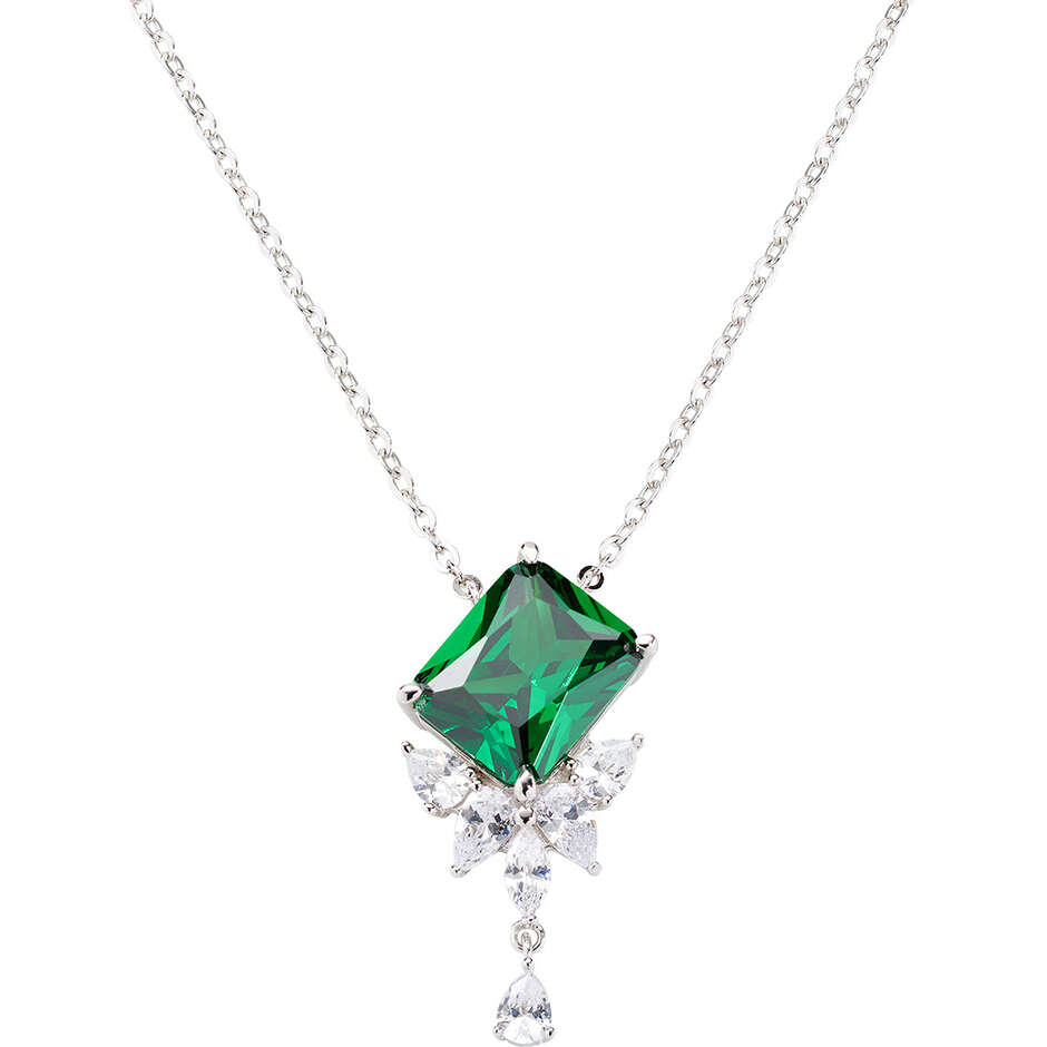Collana Amen Stardust in argento con zirconi bianchi e verde