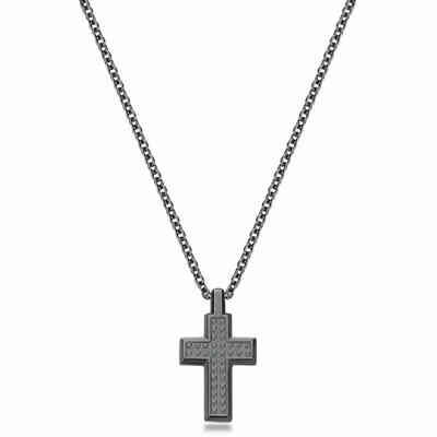 Collana Brosway Bullet con croce pendente in acciaio brunito Collana Brosway Bullet con croce pendente in acciaio brunito