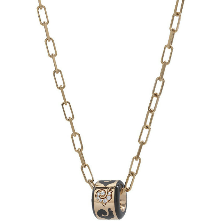 Collana Chantecler Carousel in oro rosa diamanti e smalto nero