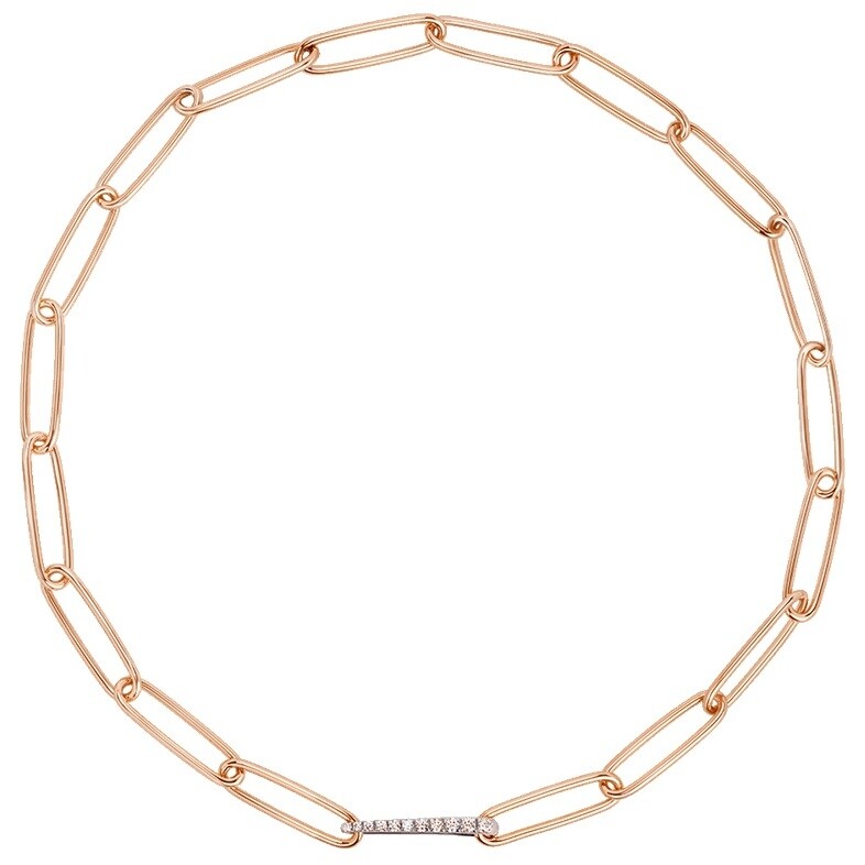 Collana Chantecler Logo maglie ovali in oro rosa e diamanti