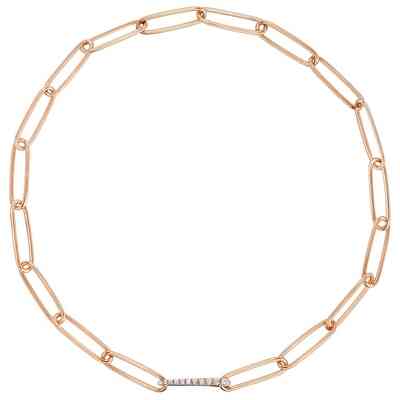 Collana Chantecler Logo maglie ovali in oro rosa e diamanti Collana Chantecler Logo maglie ovali in oro rosa e diamanti