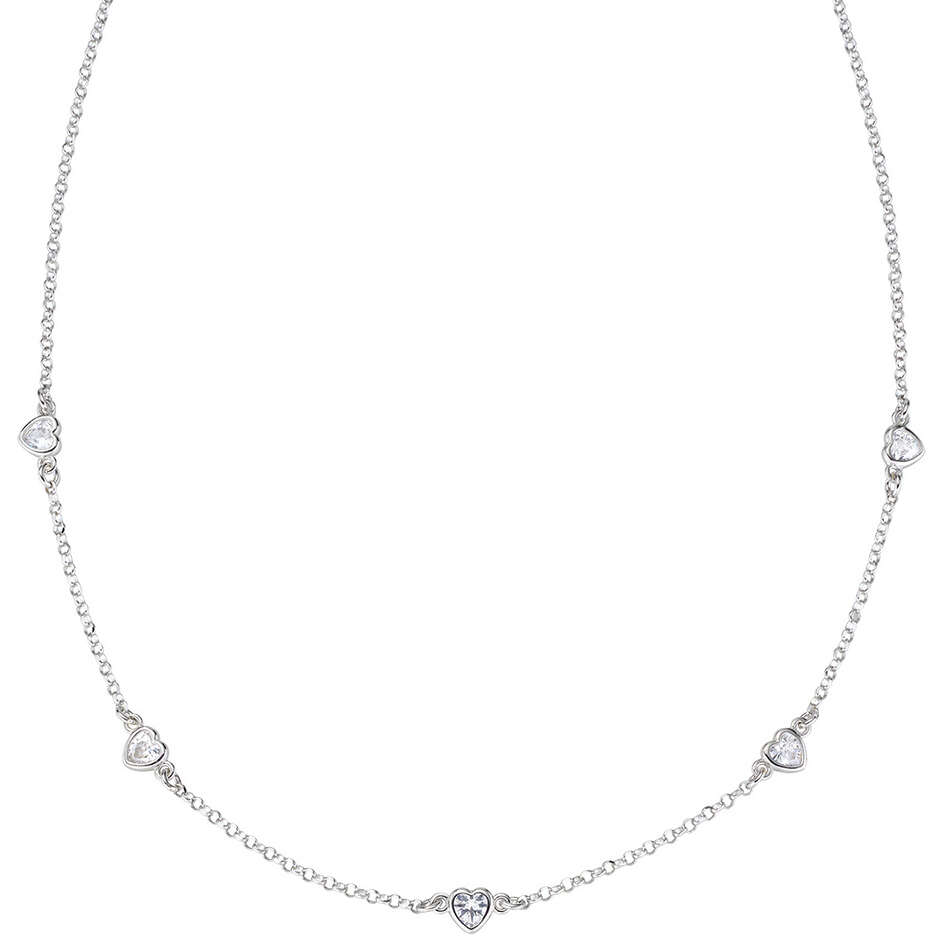Collana cuori Amen in argento e zirconi bianchi