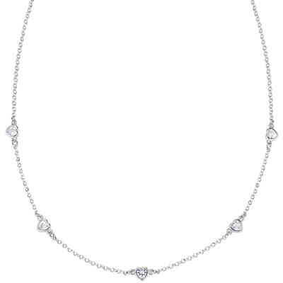 Collana cuori Amen in argento e zirconi bianchi