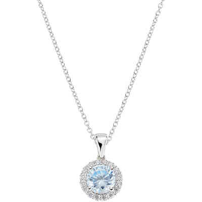 Collana da donna Amen in argento con punto luce zircone acquamarina Collana da donna Amen in argento con punto luce zircone acquamarina