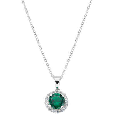 Collana da donna Amen in argento con punto luce zircone verde smeraldo Collana da donna Amen in argento con punto luce zircone verde smeraldo