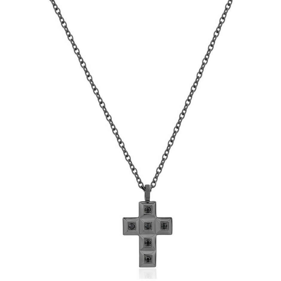 Collana da uomo Brosway Forge in acciaio brunito e croce pendente