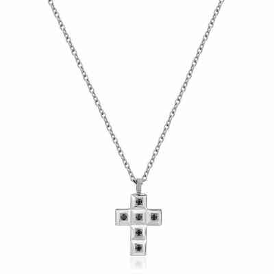 Collana da uomo Brosway Forge in acciaio e croce pendente Collana da uomo Brosway Forge in acciaio e croce pendente