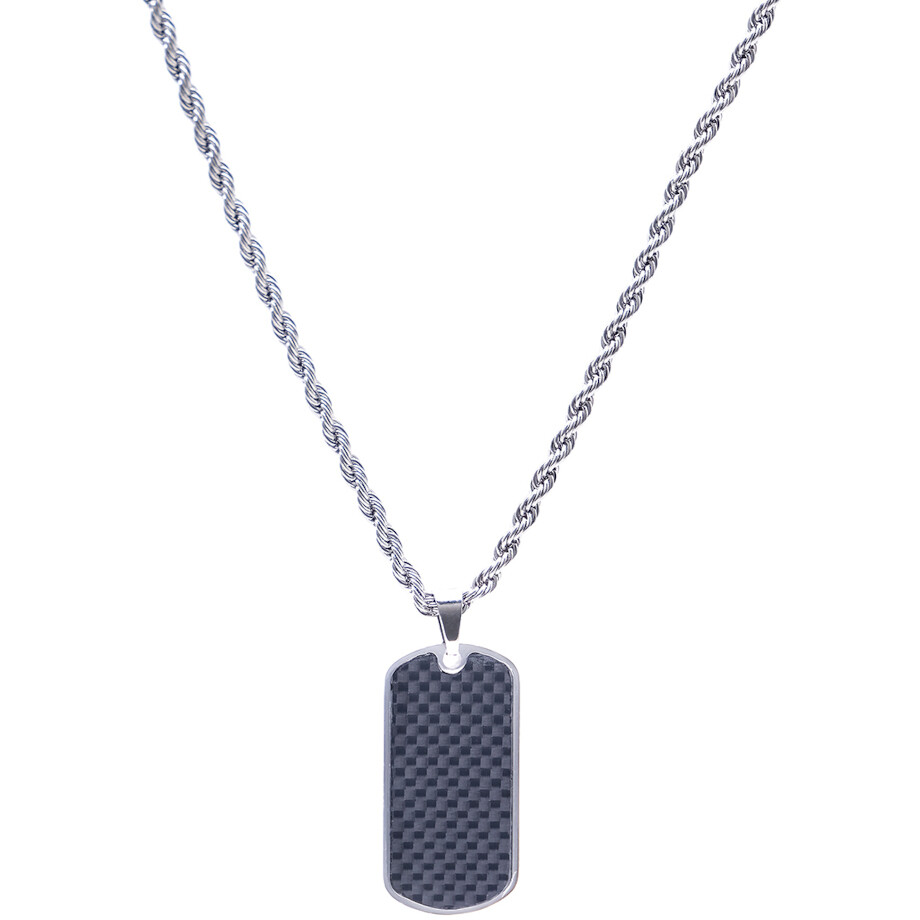 Collana Emotion piastra militare in carbonio