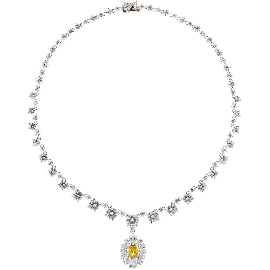 Collana gioiello Amen Stardust in argento e zirconi con pendente giallo