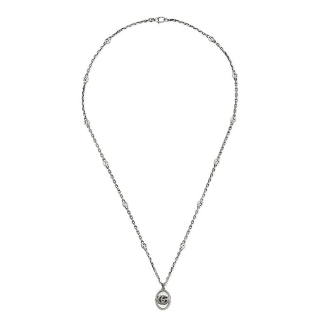 Collana Gucci GG Marmont in argento con pendente doppia G