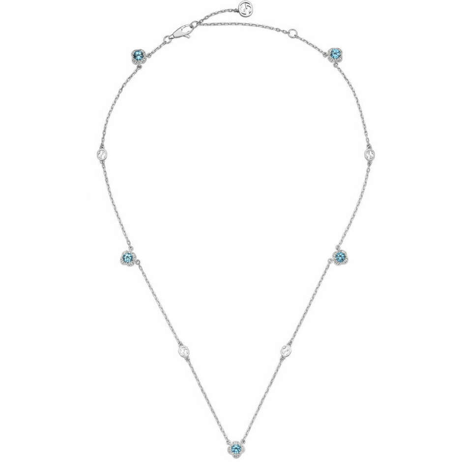 Collana Gucci Interlocking G in oro bianco con topazi azzurri