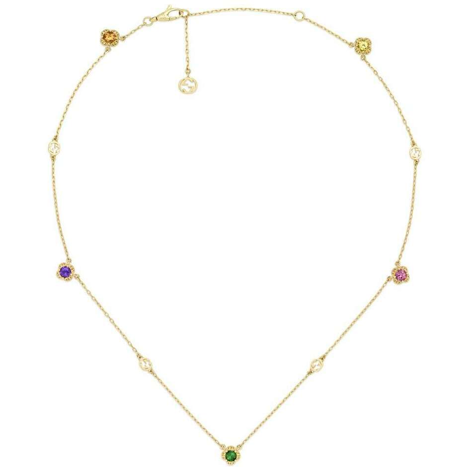 Collana Gucci Interlocking G in oro giallo con ametista citrino tormalina berillo