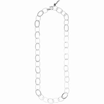 Collana lunga Giovanni Raspini maglie ovali materllate e lisce in argento Collana lunga Giovanni Raspini maglie ovali materllate e lisce in argento