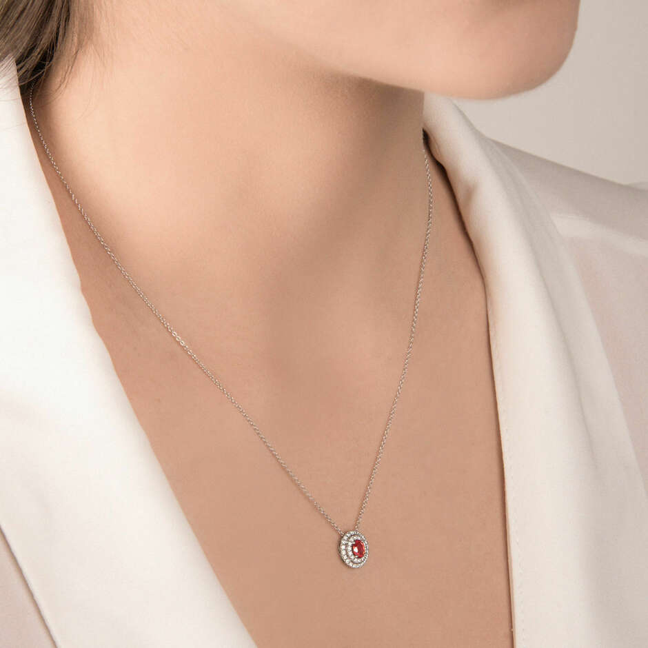 Collana Mirco Visconti con rubino e doppio giro di diamanti