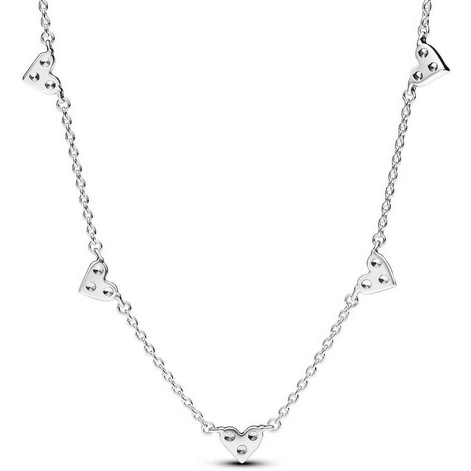 Collana Pandora Cuori con Tre Pietre