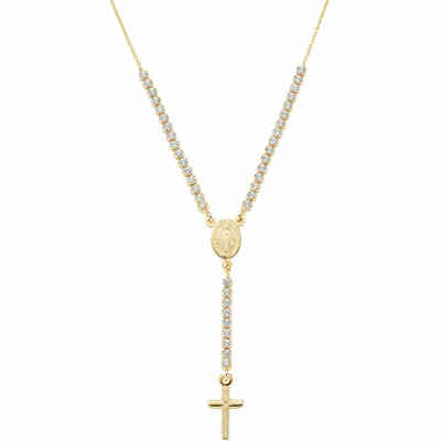 Collana rosario Amen in argento dorato e zirconi bianchi Collana rosario Amen in argento dorato e zirconi bianchi