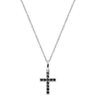 Collana Rosario da Donna in Argento con Zirconi neri Amen Collana Rosario da Donna in Argento con Zirconi neri Amen