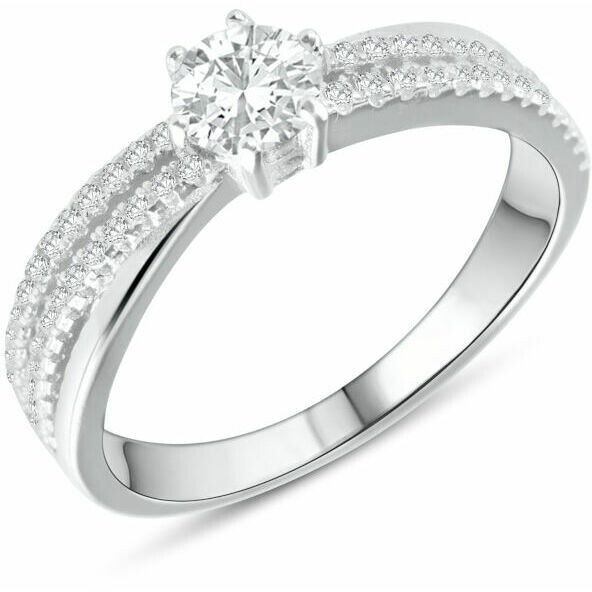 Cross Solitaire Ring in Silver