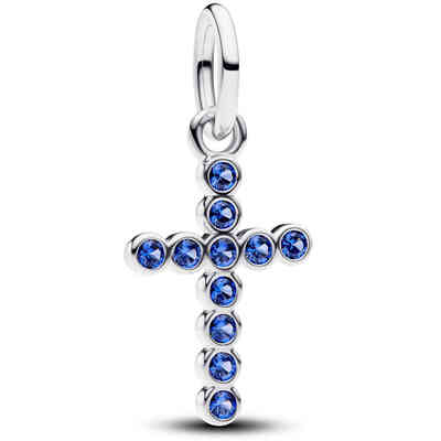 Cross sterling silver dangle with stellar blue crystal Cross sterling silver dangle with stellar blue crystal