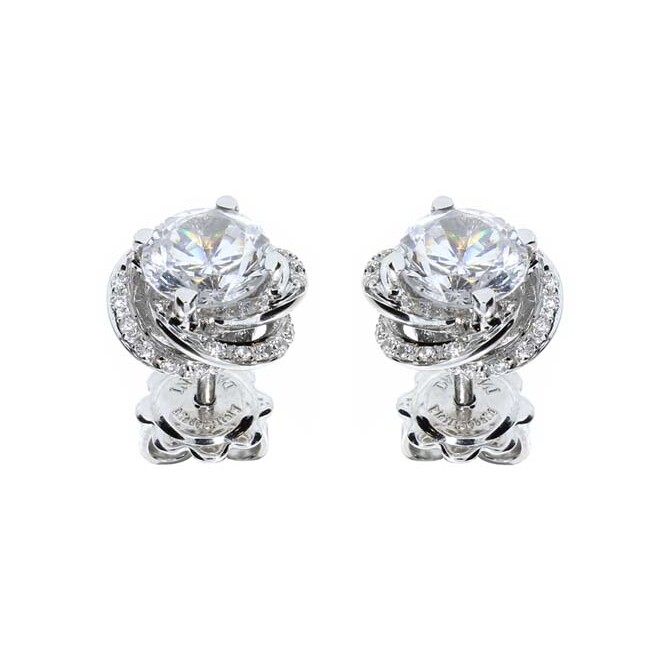 Damiani Bocciolo earrings in white gold and full pave diamonds