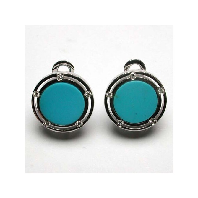Damiani D.side lobe earrings in white gold and turquoise