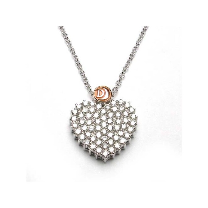 Damiani necklace with heart pendant in pave diamonds