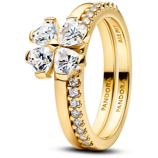 Divisible Luminous Four-Leaf Clover Ring in Gold Plated
