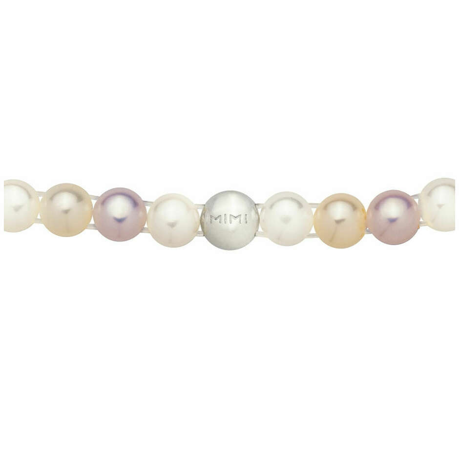 Elastic Mimi bracelet with multicolor pearls, 7 mm button