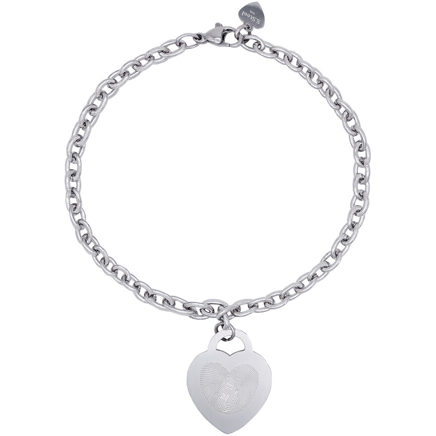 Emotion bracelet with heart pendant and fingerprint