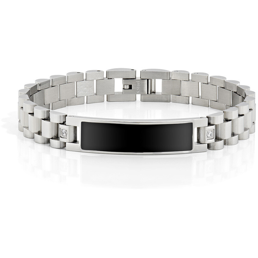 Emotion Men's Bracelet with Black Central Plate