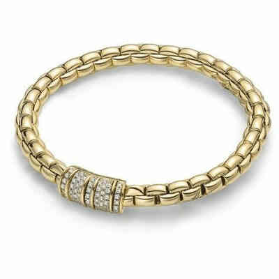 Fope Flex'it bracelet in yellow gold with pavé Fope Flex'it bracelet in yellow gold with pavé
