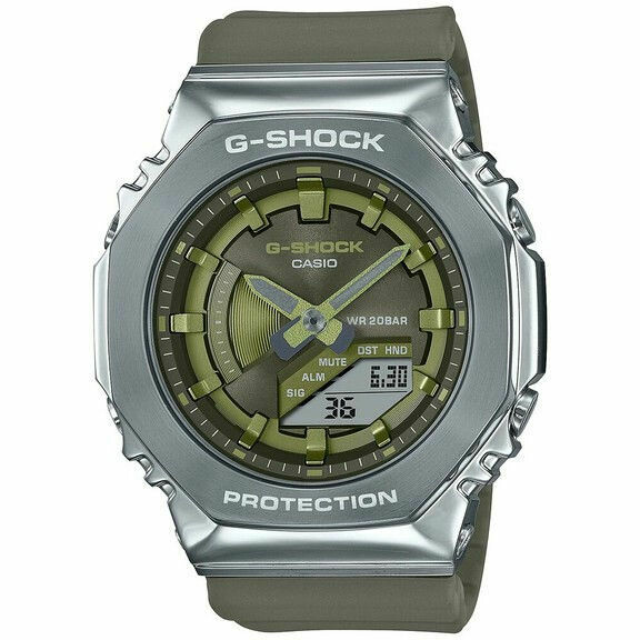 G-Shock Multifunction watch in steel and green rubber