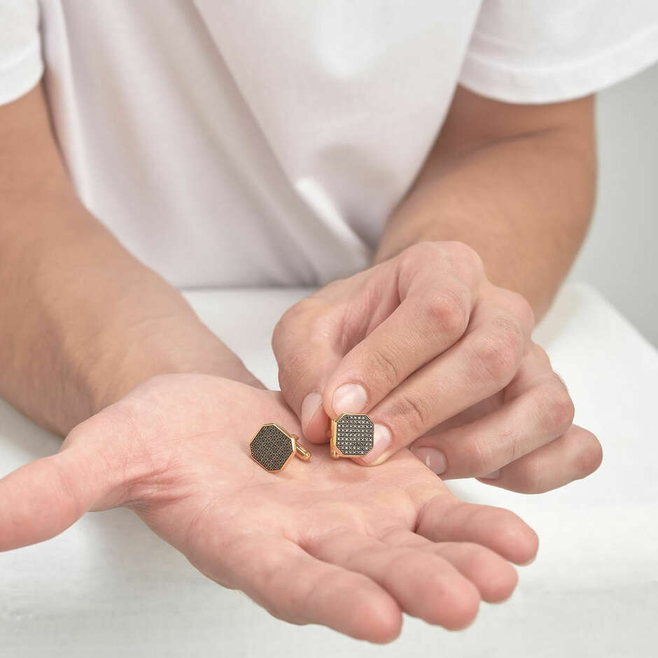 Gemelli Brosway in acciaio dorato e zirconi neri