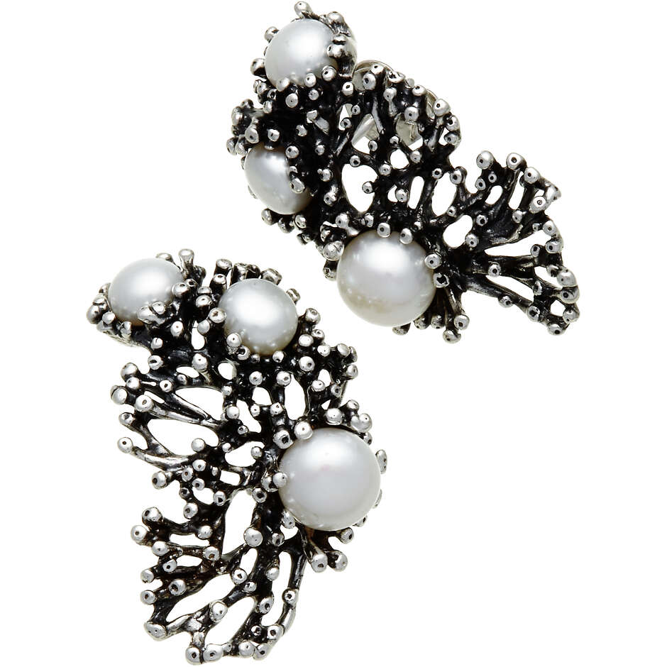 Giovanni Raspini Anemone earrings in silver and natural pearls