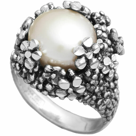 Giovanni Raspini Blossom Grande ring in silver and pearl