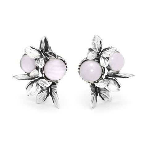 Giovanni Raspini Butterfly earrings in mother-of-pearl silver and quartz