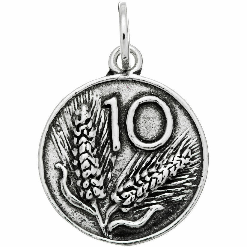 Giovanni Raspini charm 10 lire coin in silver