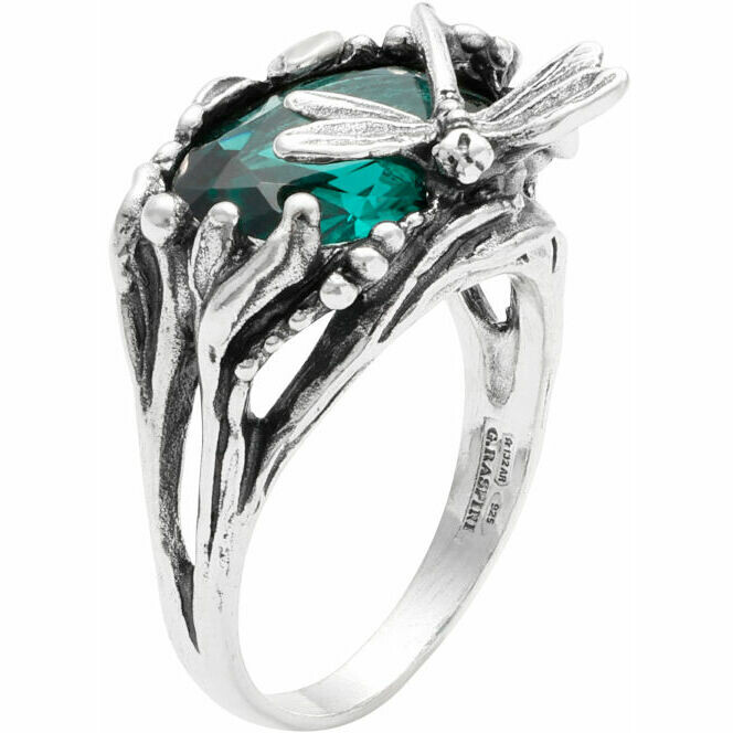 Giovanni Raspini Dragonfly Eden Ring with Emerald Quartz