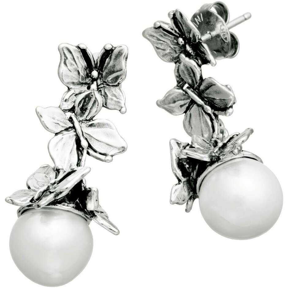 Giovanni Raspini Drops Butterfly earrings in silver and natural pearls