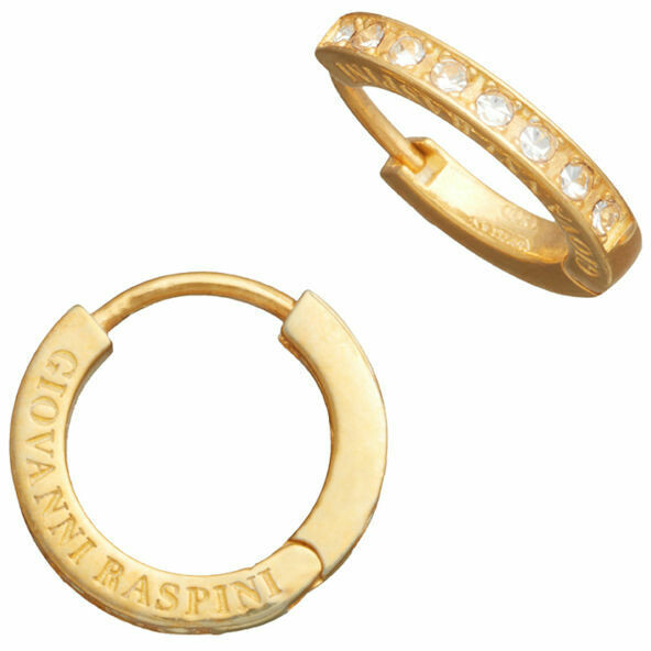 Giovanni Raspini Huggie crystal hoop earrings in golden silver