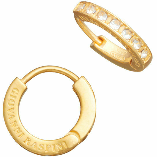 Giovanni Raspini Huggie small crystal hoop earrings in gold-plated silver