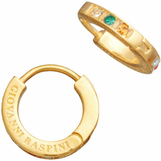 Giovanni Raspini Huggie small crystal hoop earrings in golden silver