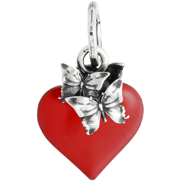 Giovanni Raspini Red Butterflies Heart Charm